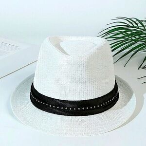 NEW FEDORA BELTED STUD WOVEN MINIMALIST HAT